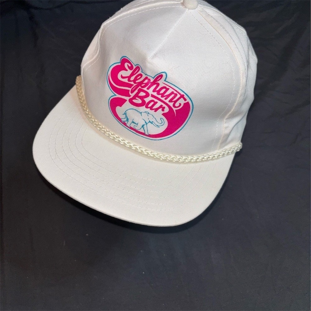 Elephant Bar Snapback Rope Hat Unisex OSFA White Adjustable Flat Bill vintage